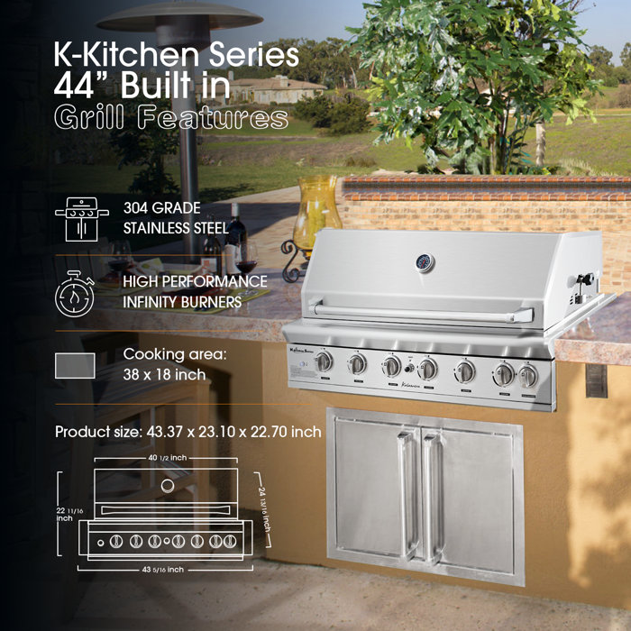 Kalamera 6 Burner Built In 48000 BTU Gas Grill Wayfair